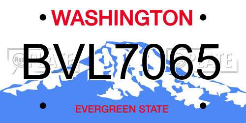 BVL7065 Washington License Plate