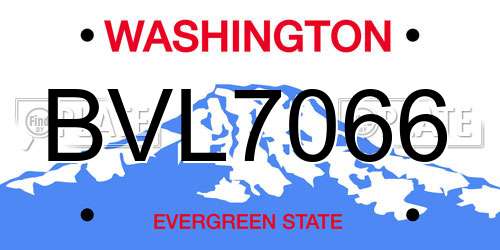 BVL7066 Washington License Plate