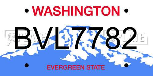 BVL7782 Washington License Plate