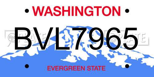 BVL7965 Washington License Plate
