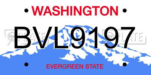 BVL9197 Washington License Plate