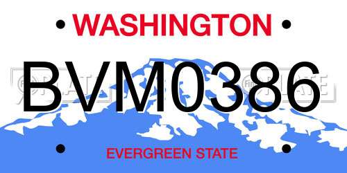 BVM0386 Washington License Plate