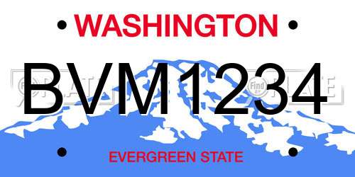 BVM1234 Washington License Plate