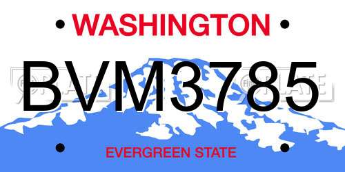 BVM3785 Washington License Plate