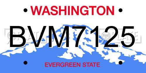 BVM7125 Washington License Plate