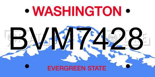 BVM7428 Washington License Plate