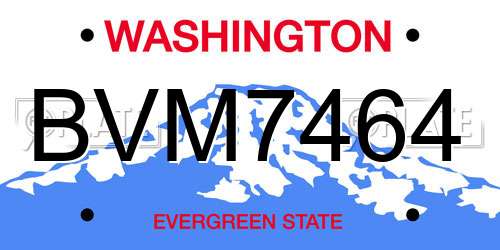 BVM7464 Washington License Plate