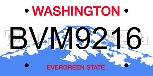 BVM9216 Washington License Plate