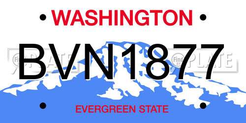 BVN1877 Washington License Plate