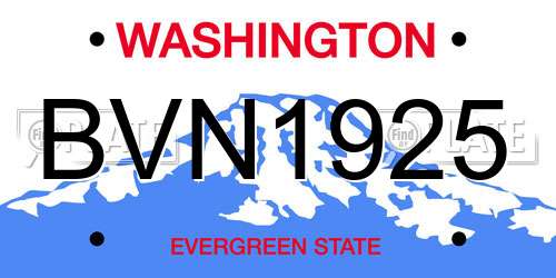 BVN1925 Washington License Plate