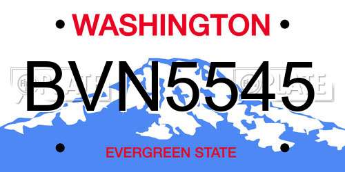 BVN5545 Washington License Plate