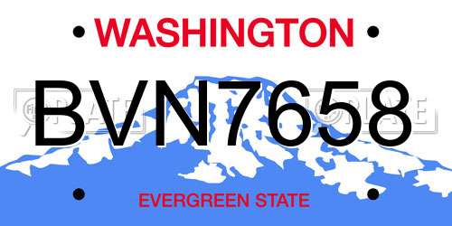 BVN7658 Washington License Plate