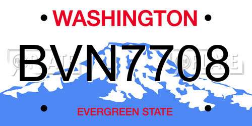 BVN7708 Washington License Plate