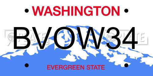 BVOW34 Washington License Plate