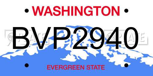 BVP2940 Washington License Plate