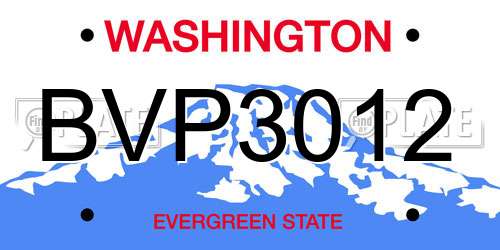 BVP3012 Washington License Plate