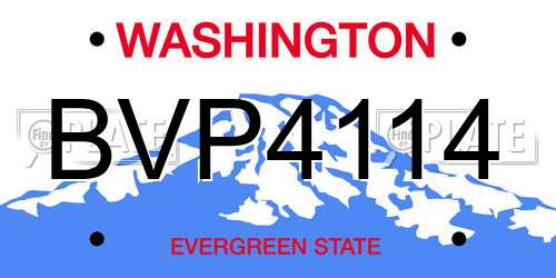 BVP4114 Washington License Plate