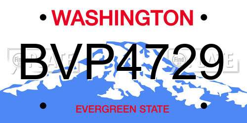 BVP4729 Washington License Plate