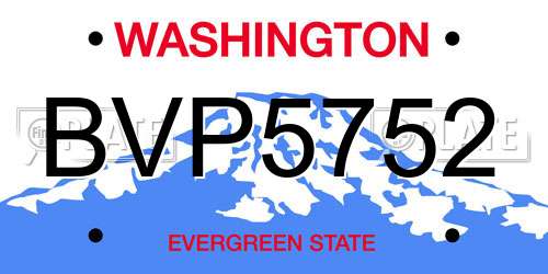 BVP5752 Washington License Plate