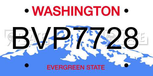 BVP7728 Washington License Plate
