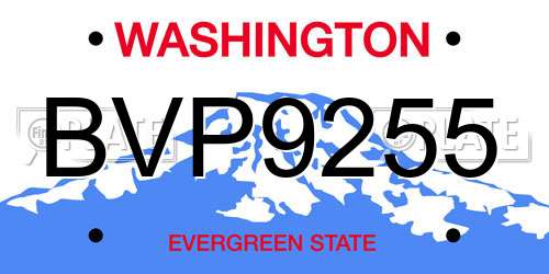 BVP9255 Washington License Plate