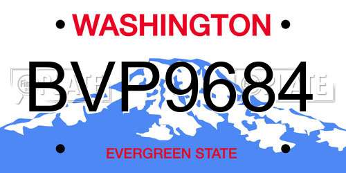 BVP9684 Washington License Plate
