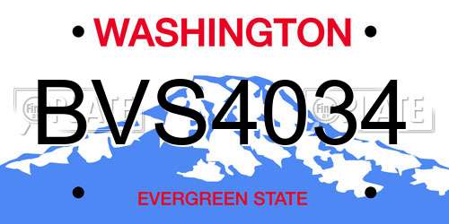BVS4034 Washington License Plate