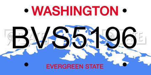 BVS5196 Washington License Plate