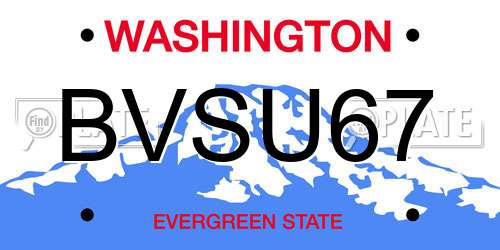 BVSU67 Washington License Plate