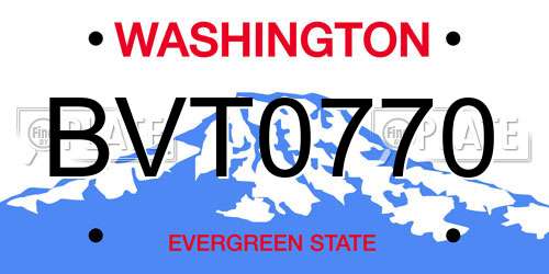 BVT0770 Washington License Plate