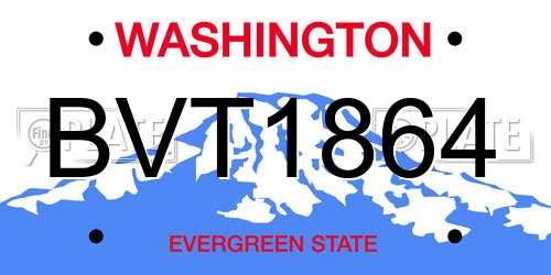 BVT1864 Washington License Plate