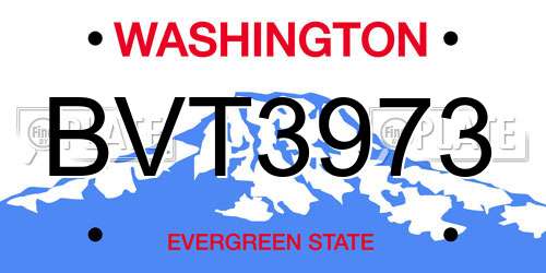 BVT3973 Washington License Plate