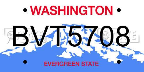 BVT5708 Washington License Plate