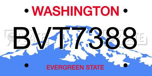 BVT7388 Washington License Plate