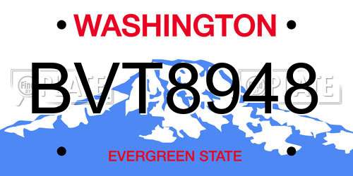 BVT8948 Washington License Plate
