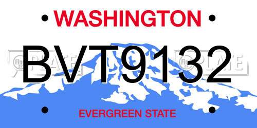 BVT9132 Washington License Plate