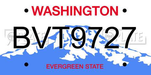 BVT9727 Washington License Plate
