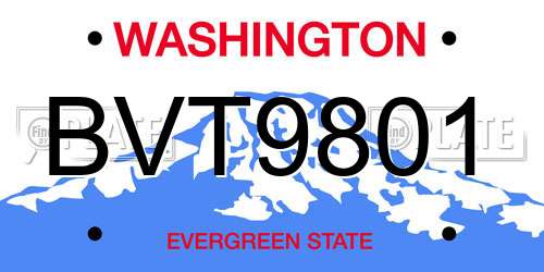 BVT9801 Washington License Plate