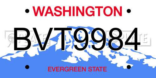 BVT9984 Washington License Plate