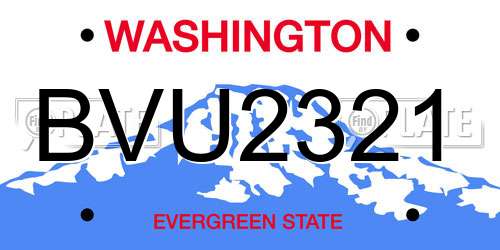 BVU2321 Washington License Plate