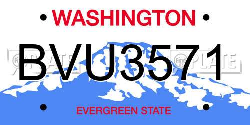 BVU3571 Washington License Plate