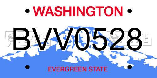 BVV0528 Washington License Plate