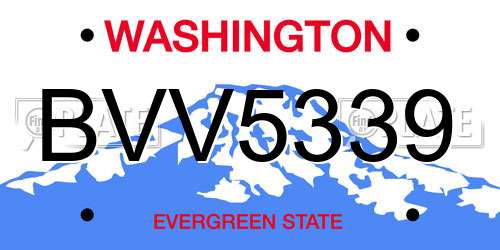 BVV5339 Washington License Plate