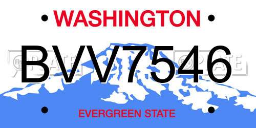BVV7546 Washington License Plate