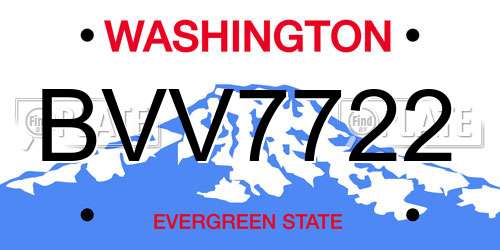 BVV7722 Washington License Plate
