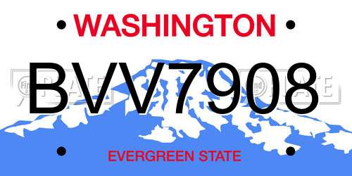 BVV7908 Washington License Plate