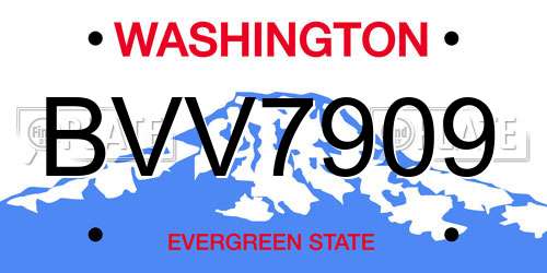 BVV7909 Washington License Plate