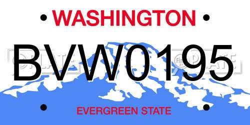 BVW0195 Washington License Plate