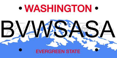BVWSASA Washington License Plate