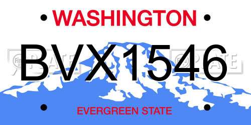 BVX1546 Washington License Plate